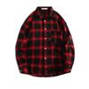 Camicia Casual da Uomo a Quadri Manica Lunga con Colletto alla Coreana