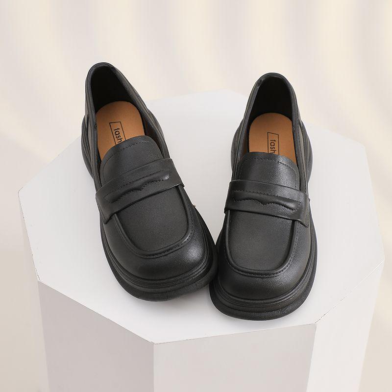 Women'S Loafers Shoes Round Toe Leather Casual Platform Ladies Pumps Spring Non Slip Comfortable And Elegant Chic Point 39 On