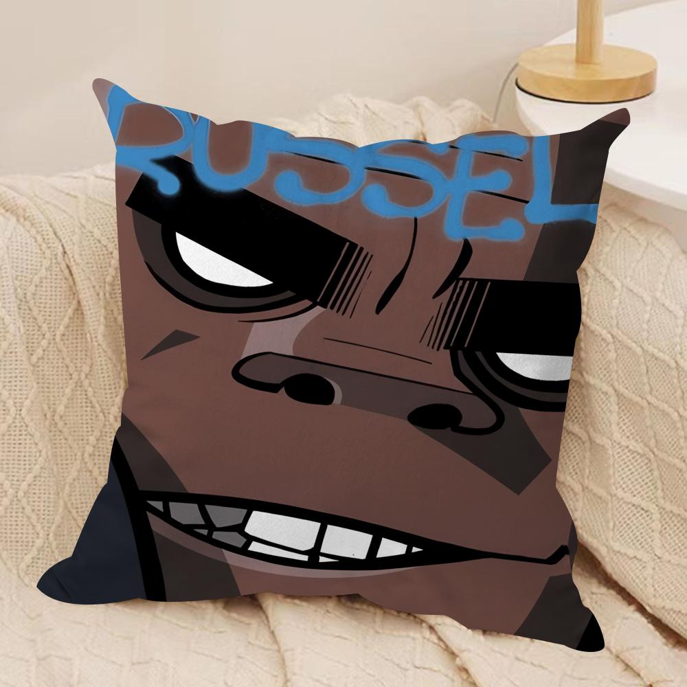 

GGorillaz Band Anime Cushion Cover Silky Short Plush Invisible Zipper Dustproof Sofa Pillow Case For Home Decor 30x30cm