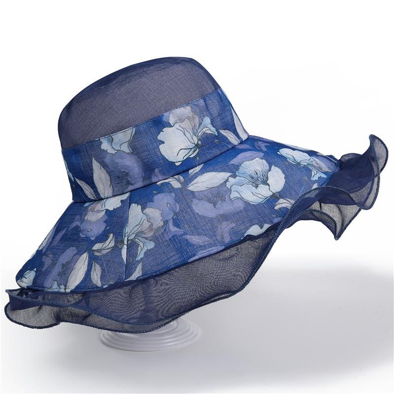 Hat women's summer thin cool hat new sunshade bucket hat outdoor big eaves foldable beach hat