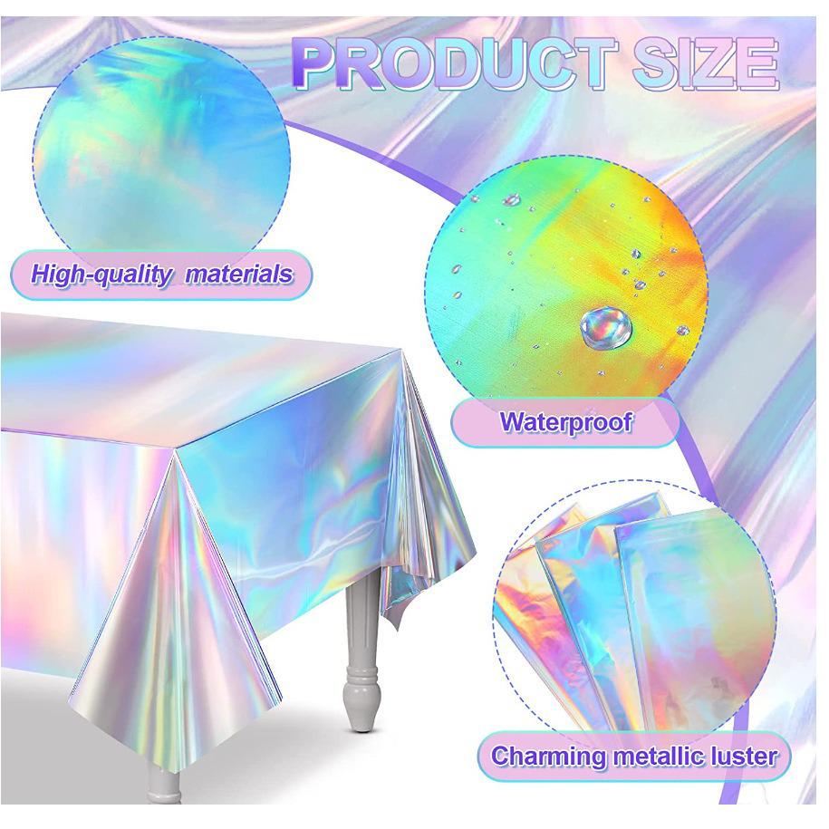 Iridescent Laser Tablecloth: Disposable Rainbow Plastic for Christmas & Birthday Parties