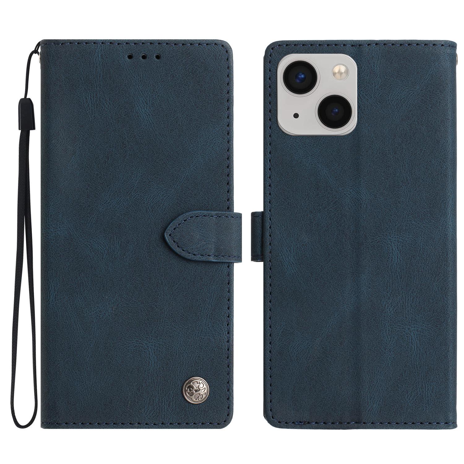

For iPhone 15 Leather Case Solid Color Phone Wallet Cover