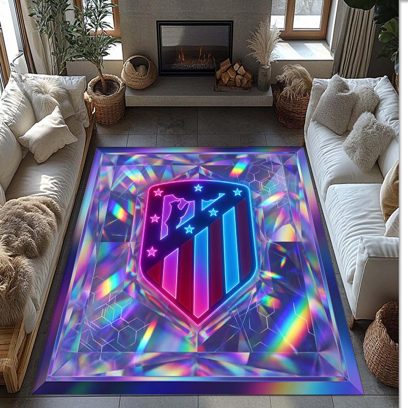 Atletico Madrid Printed Flannel Area Rug Non Slip Soft Polyester Floor Carpet Indoor Decor Mat for Bedroom Living Room Sofa Game Room Home Decoration