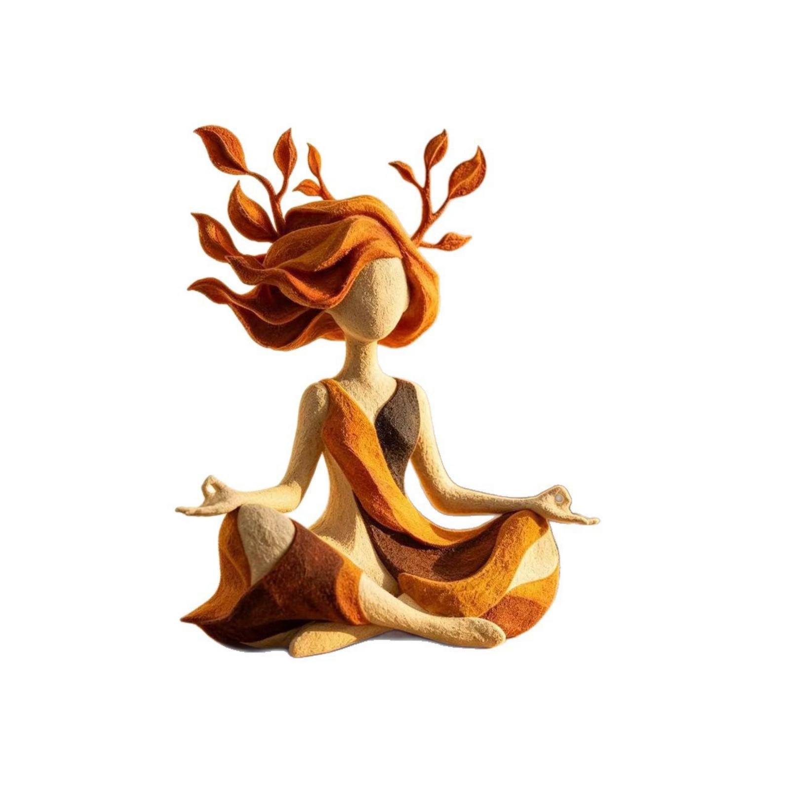 

Resin Yoga Girl Figurine Decorative Statue Sitting Meditation Pose Home Office Desk Ornament Modern Art Sculpture One Size