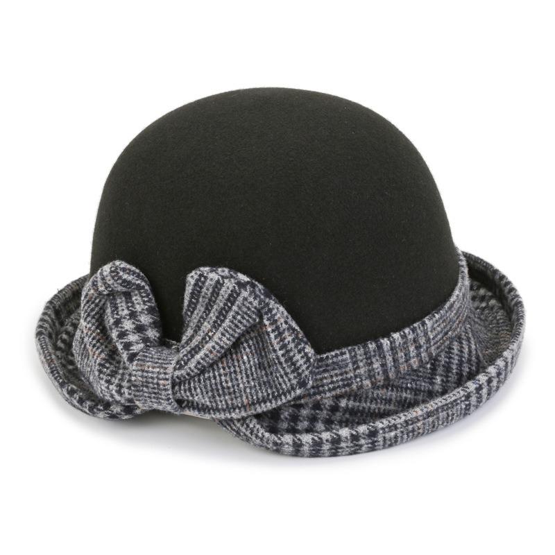 Women S Elegant Wool Bucket Hat With Bow Plaid For Mom Autumn Winter
