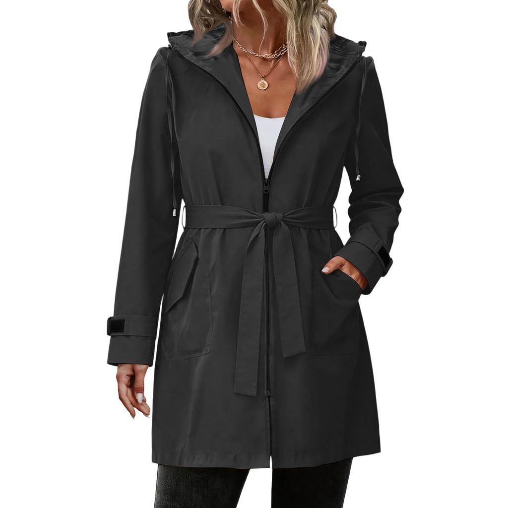 Damen Regenmäntel Mit Kapuze Leichte Outdoor Kapuzen Windjacke Trenchcoat Jacke Große Größen
