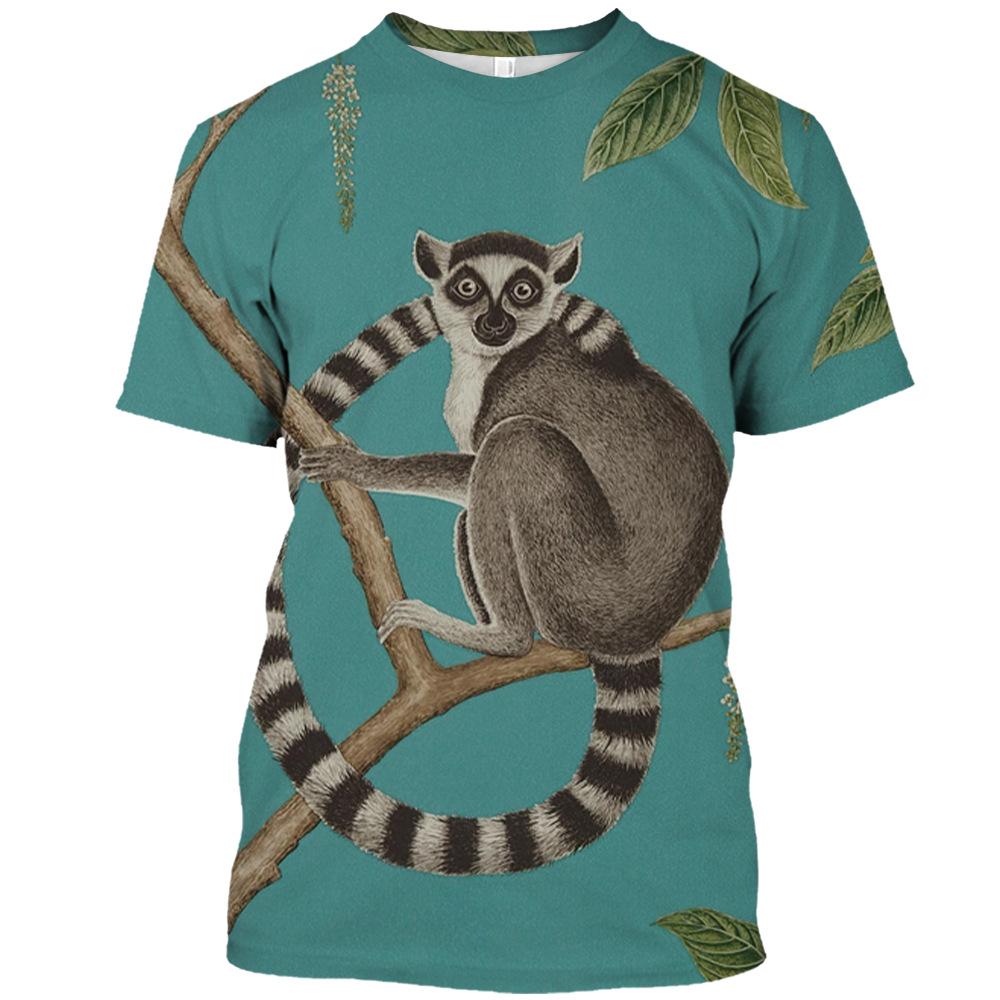 Summer Round Neck 3D Various Animal Patterns Print Top Fashionable Casual Short Sleeved Men's T-shirts