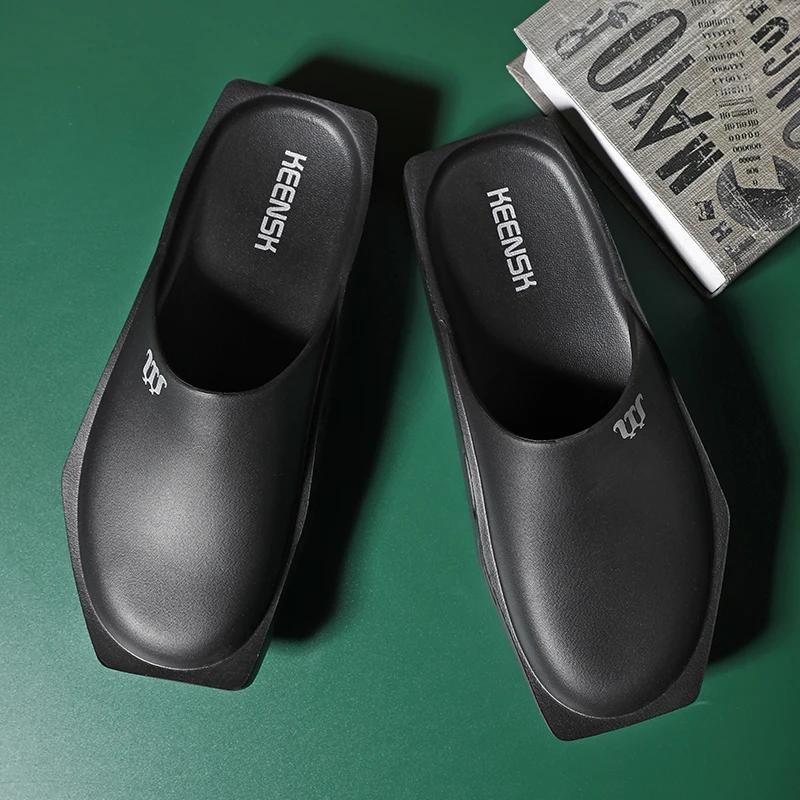 Summer Men's Thick Platform Slides Bathroom Non-Slip Sandals Casual Flip Flops Designer Shoes for Men   summer men sandals