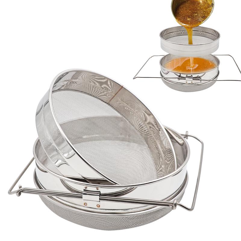 Stainless Steel Honey Filter Double Layer Filter Strainer Machine Tool Extractor Honey Sieve Filtration Beekeeping Tools