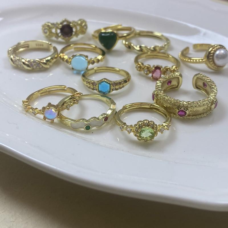 Vintage Style Geometric Adjustable Rings For Women Elegant Fashionable Copper Jewelry