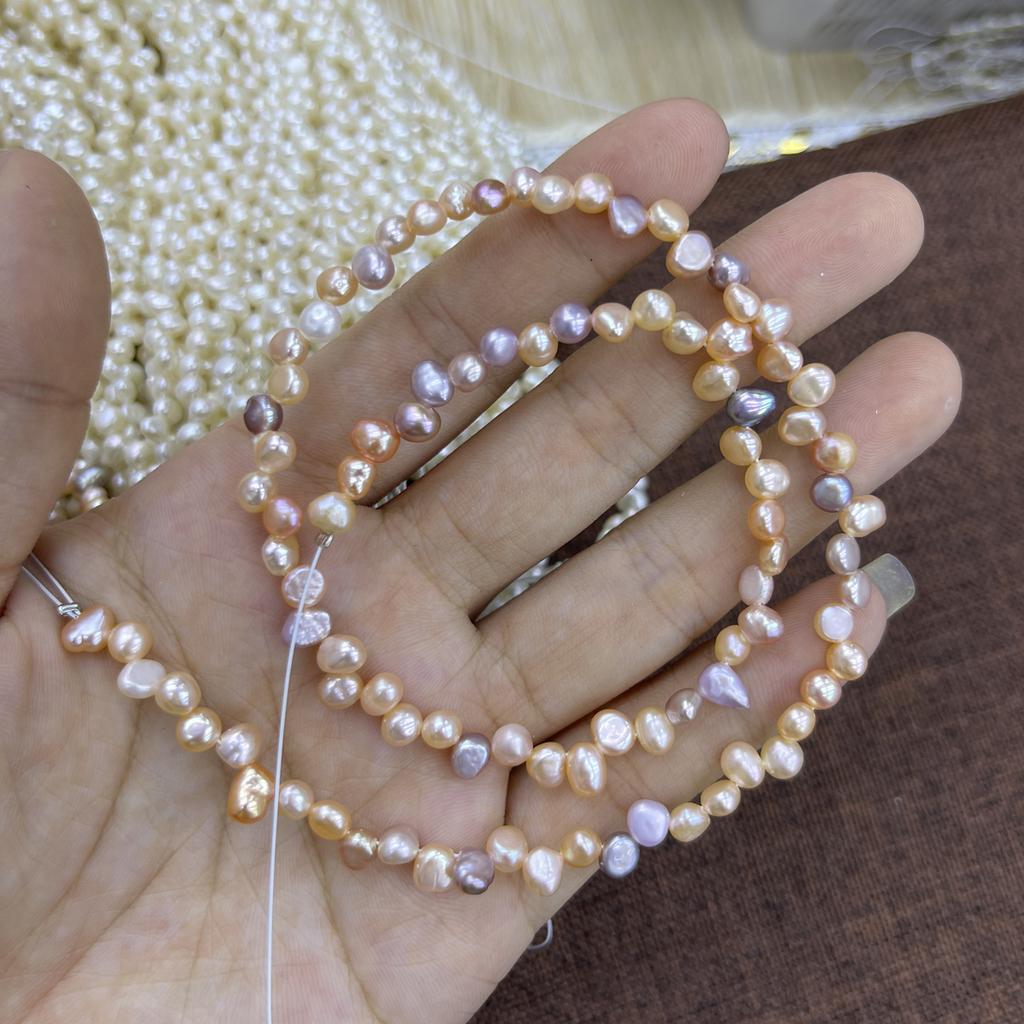 1String, Purple Yellow White Natural Freshwater Pearls, Top Sided Drilled Hole Pearl Beads for Jewelry Making DIY Crafts (Beads 4-5mm, Length 36cm)