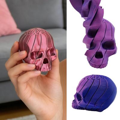 Adorno de Calavera Impreso en 3D Juguete Sensorial Giratorio Espiral Calavera Flexible Mini Juguete para Aliviar el Estrés para Adultos Niños Oficina Hogar Decoración de Escritorio