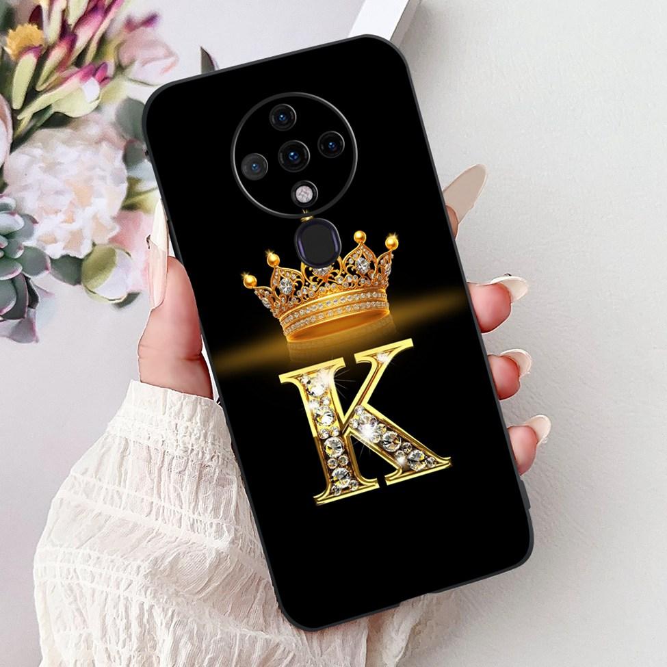 6.8" For Tecno Spark 6 Case KE7 Fashion Luxury A-Z Letters Silicone Shockproof Phone Case For Techno Spark6 Back Cover Funda
