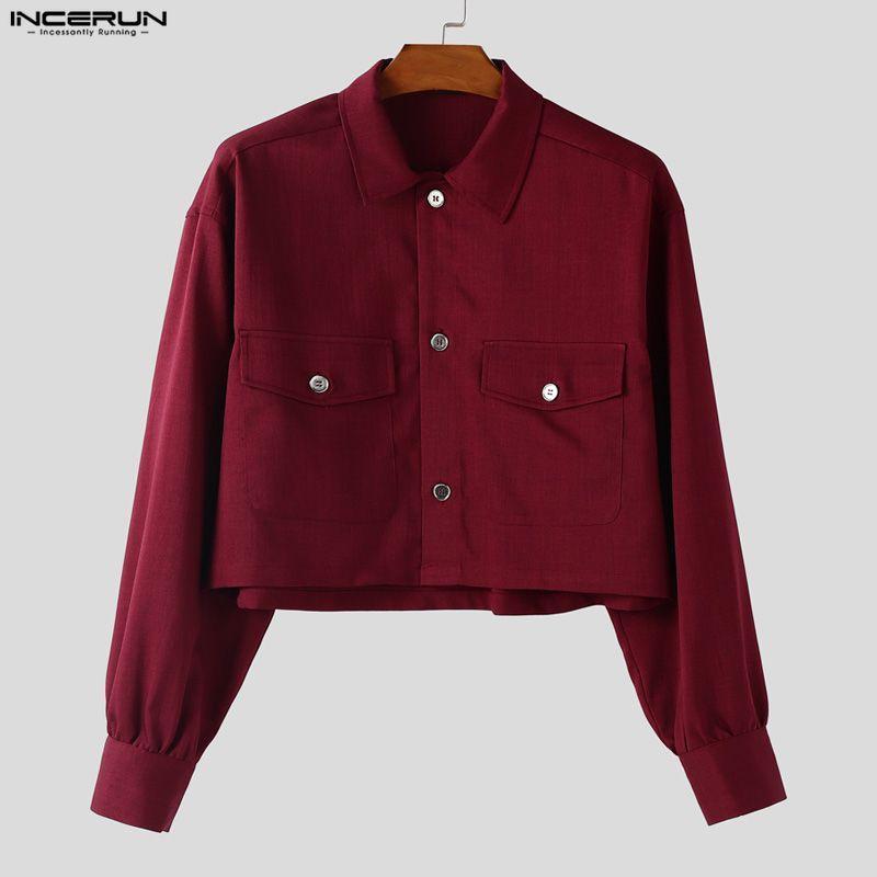 INCERUN Women Men Long Sleeve Cropped Tops and Irregular Skirts Sets Outfits