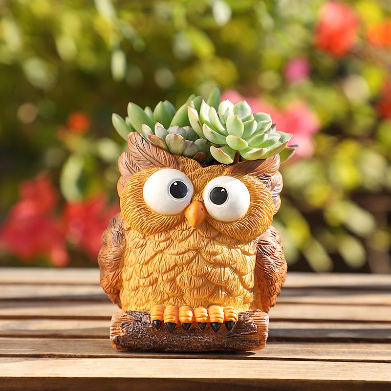 Cartoon Animal Resin Succulent Planter - Desktop, Garden, or Balcony Decor.