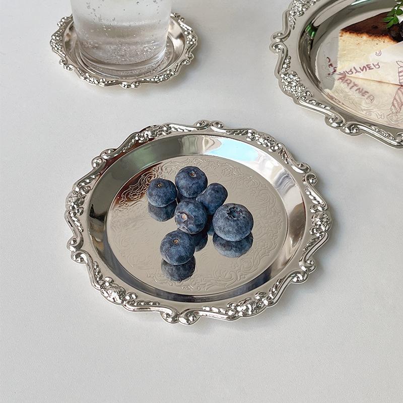 Retro Luxus Versilberte Teller Kuchen Dessert Tablett High Tea Snack Obstschale Schmuckaufbewahrung Tischdekor Haus El Zubehör