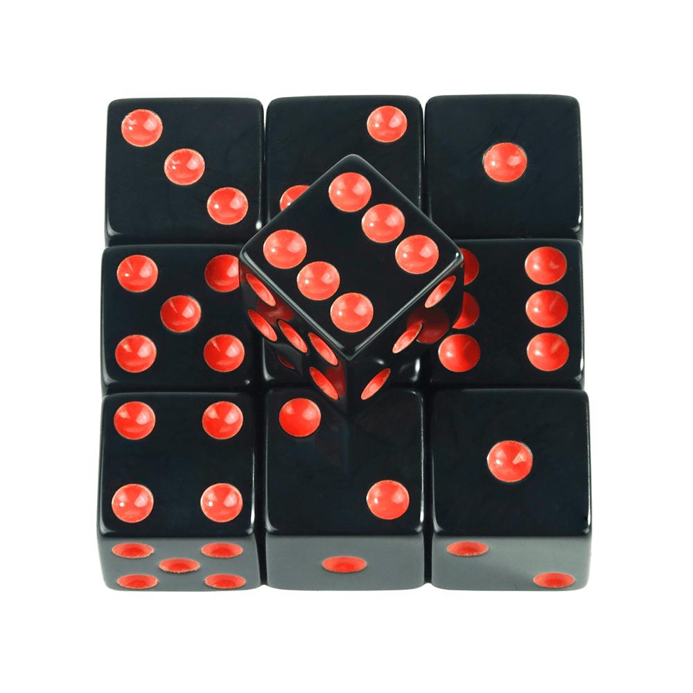 10pcs Game Dice 6 Sided 16mm Black Acrylic Dice Standard Colored Dots for Board Game Classroom Math Accesories