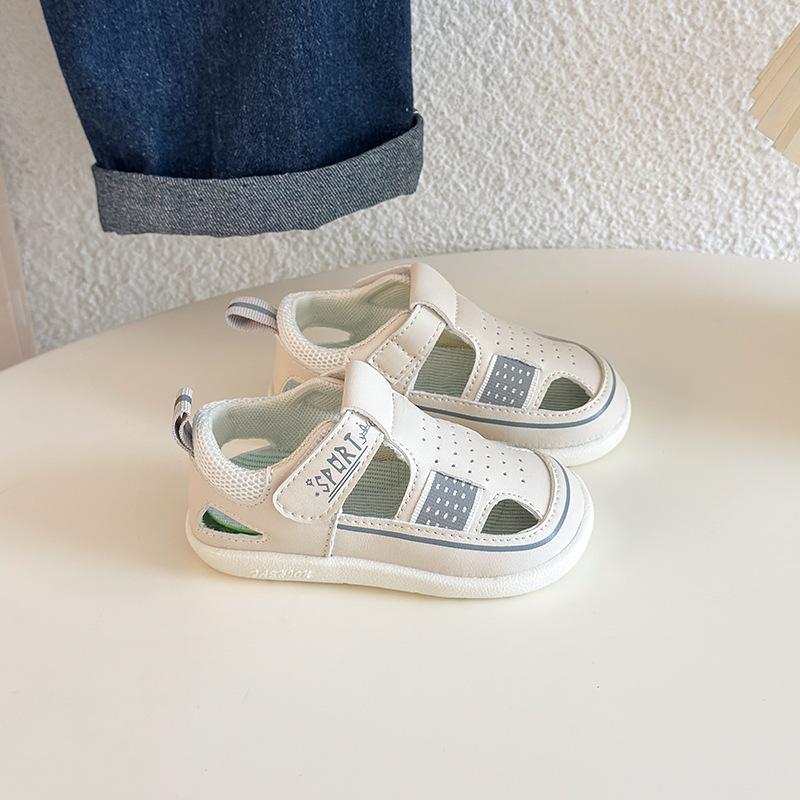 Boys sandals thin 2025 new summer children's toddler shoes mesh breathable boys sports double mesh shoes bag head
