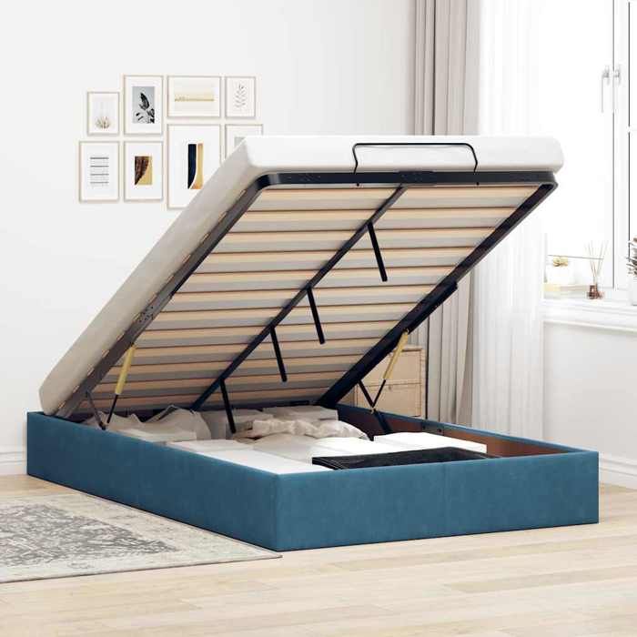 VidaXL Ottoman Bed Frame Without Mattress Dark Blue 120x200 Cm Velvet, Bed Frame, Ottoman Bed Frame, Bed Frame 3310959