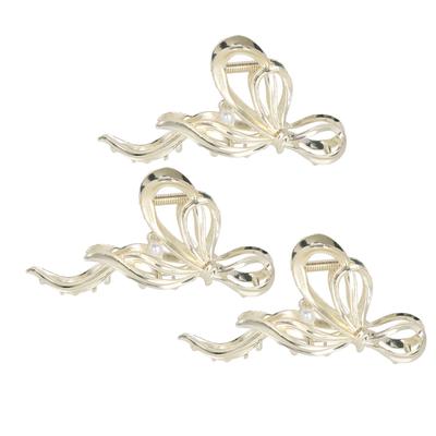 3PCS Bow Hair Claw Clips Exquisite Fashionable Flexible Durable Metal Hair Clamps for Hair