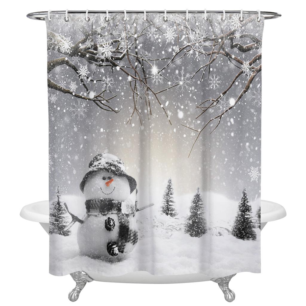 Carino Natale Pupazzo di Neve Inverno Tenda Doccia, Tende Da Bagno Impermeabile Colorato Divertente con Dimensioni Standard 66 da 72