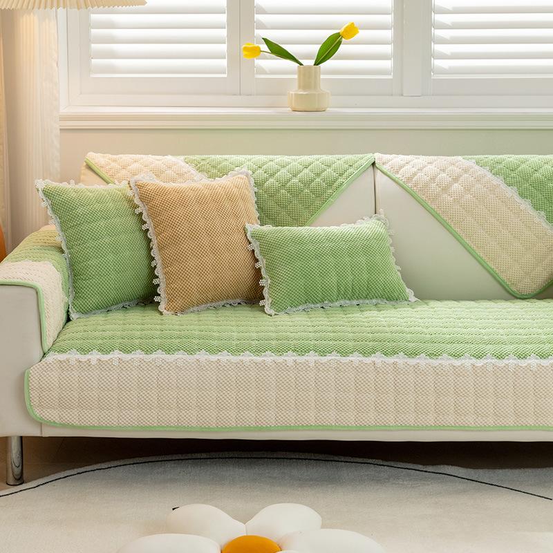 Sofa Kissen Nordisch Rutschfest Vier Jahreszeiten Universalbezug Bezug Lederkissen All-Inclusive Universalbezug Stoff Verdicktes Fleece