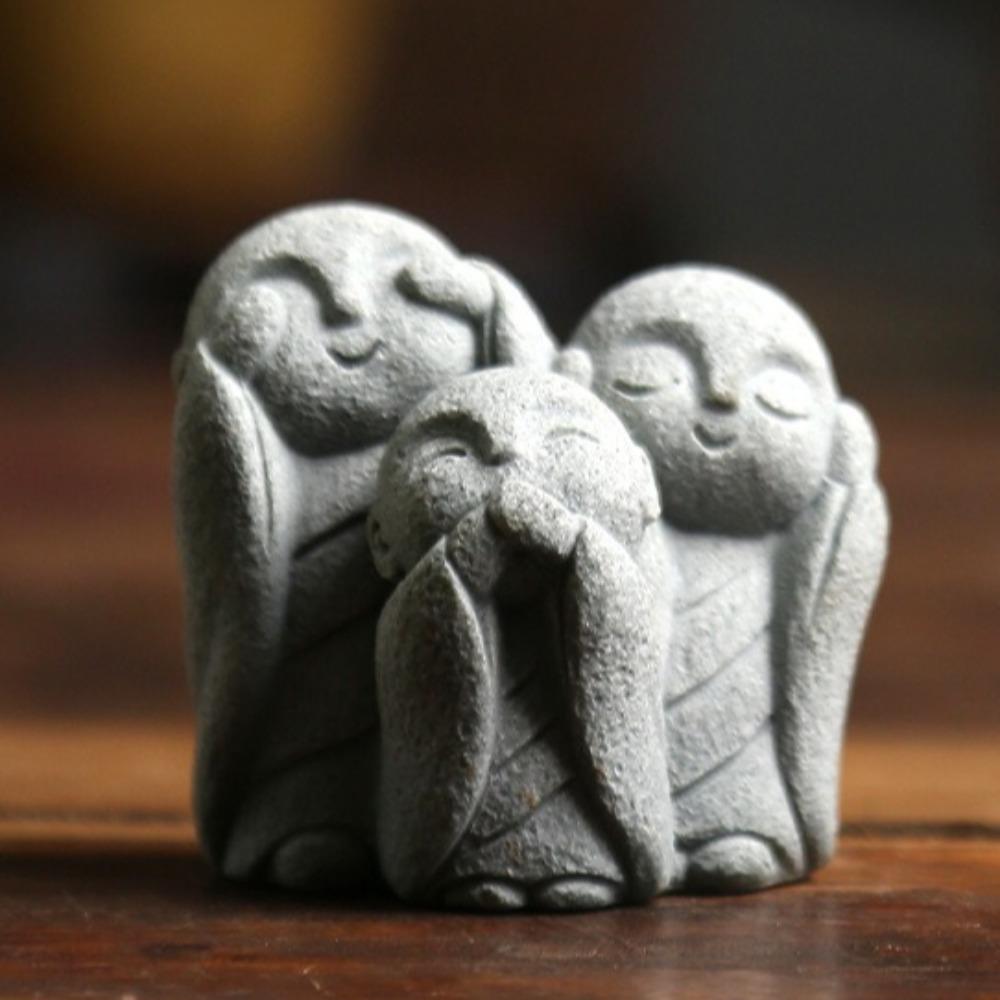 Statues de Bouddha Mignonnes Petites Sculptures de Bouddha Jizo Figurines Zen Ornements de Jardin Bouddhas Jizo Mini Statue de Bouddha Japonais