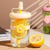Cute Floral 500ml Glass Straw Bottle with Infuser