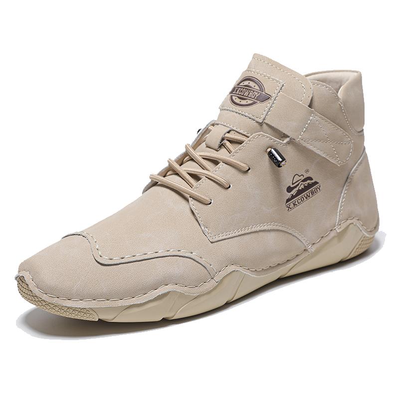 Newest Men Leather Casual Boots Handmade Spring Ankle Sneakers Soft Flats Men Boots Plus Size 39-47 Male Hombres Botas