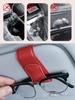 Car Sun Visor Glasses Clip, Magnetic Leather, One-Hand Operation, No-Damage Install, Fits All Vehicles, Eyeglass & Card Holder