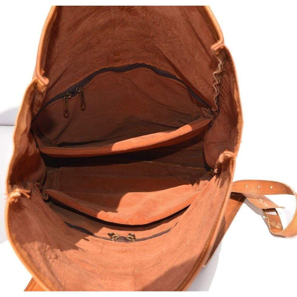 Leather Backpack Shoulder Bag 17" Laptop Rucksack Office School Handbags Rolltop