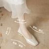 Shallow thick heel single shoes for women's summer and autumn new square head flat heel grandma shoes for women with one pedal