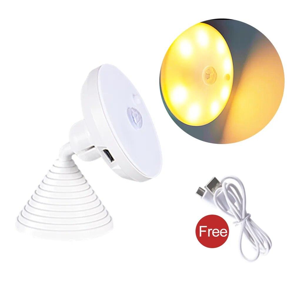 

Светодиодный USB-зарядка, инфракрасный датчик PIR, ночник, 8 лампочек, подходит для шкафов, семейных спален, коридоров white теплый белый