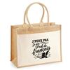 Jute Tote Bag with Pocket I Can't I'm a French Teacher I Can't Minimalist | Jute and Cotton Canvas 21 L Flat Bottom Handles