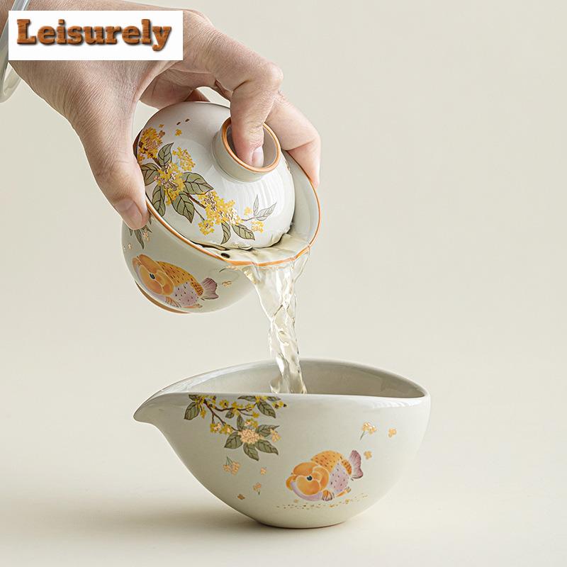 111ml Plant Ash Gold Osmanthus Fish Tea Pitcher Pour Tea Cha Hai Dispenser Justice Cup Green Tea Fair Mug Drinkware Accessories