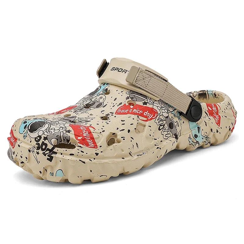 Tongs Clogs d'extérieur Maison Homme Jardin Baskets Homme Pantoufle Chaussures Homme Sandale Plate Sandale Plateforme Sandales d'été Homme 45 beige