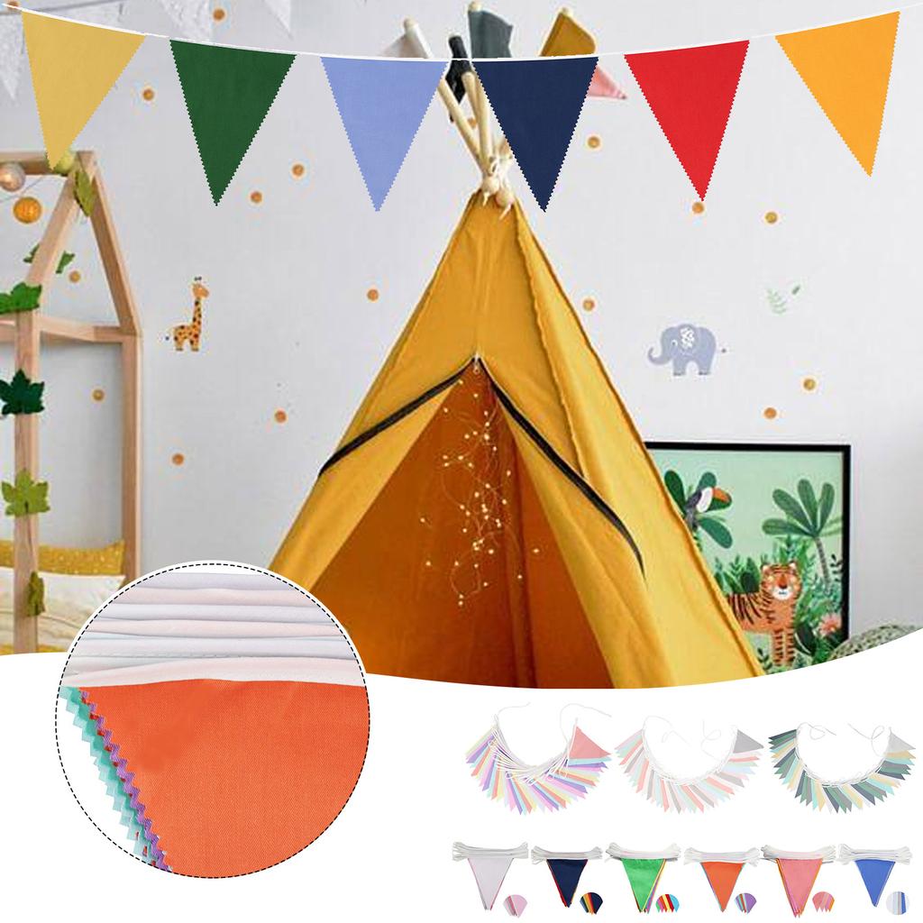 10m 36PCS Multicolor Bunting Banner Gradient Color Single Layer Cotton Pennant Children's Birthday Christmas Home Party Decor