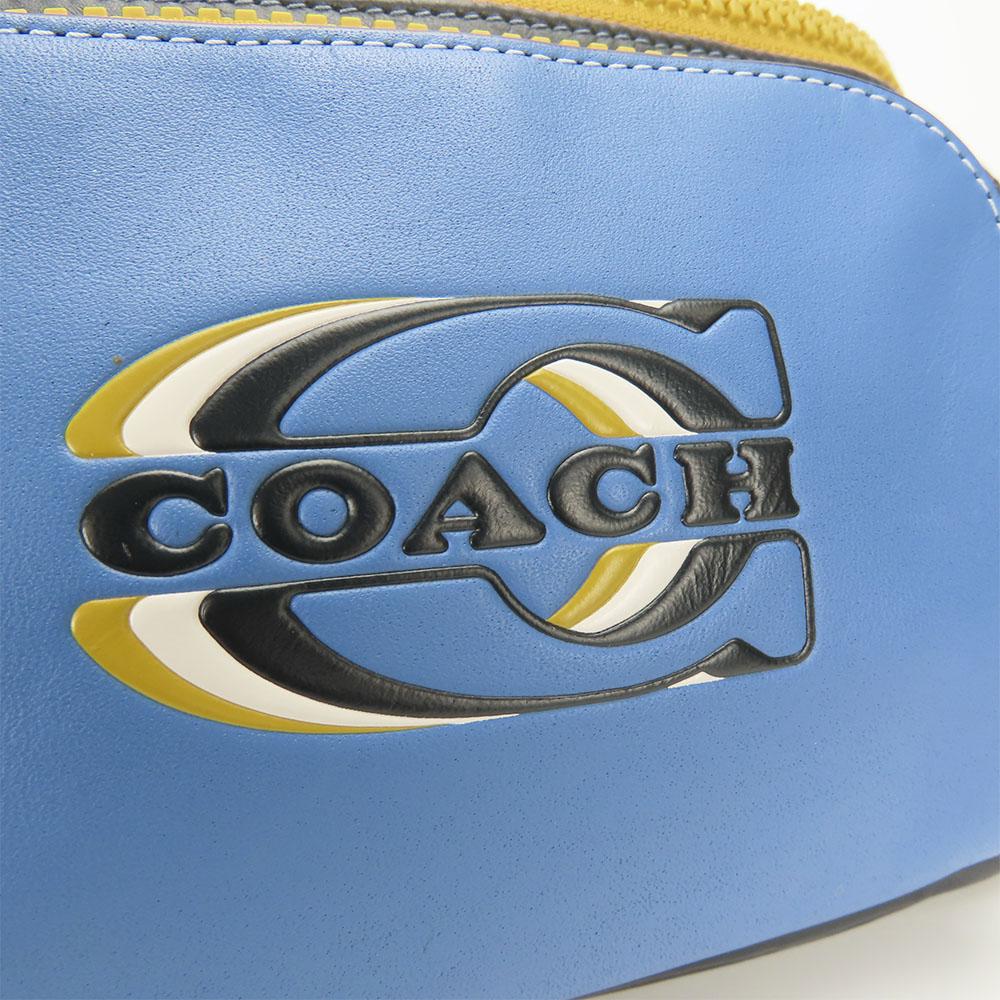 Gebrauchte COACH Umhängetasche CE552 Steppung und Coach-Stempel Leder Marineblau System mehrfarbig lässig