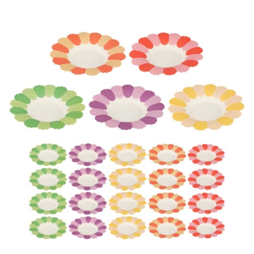 NOLITOY 50 Pieces Floral Paper Plates, Party Paper Plates, Deep Plates, Snack Plates, Dividers, Disposable Party Tableware, Paper Party Plates, BBQ Di