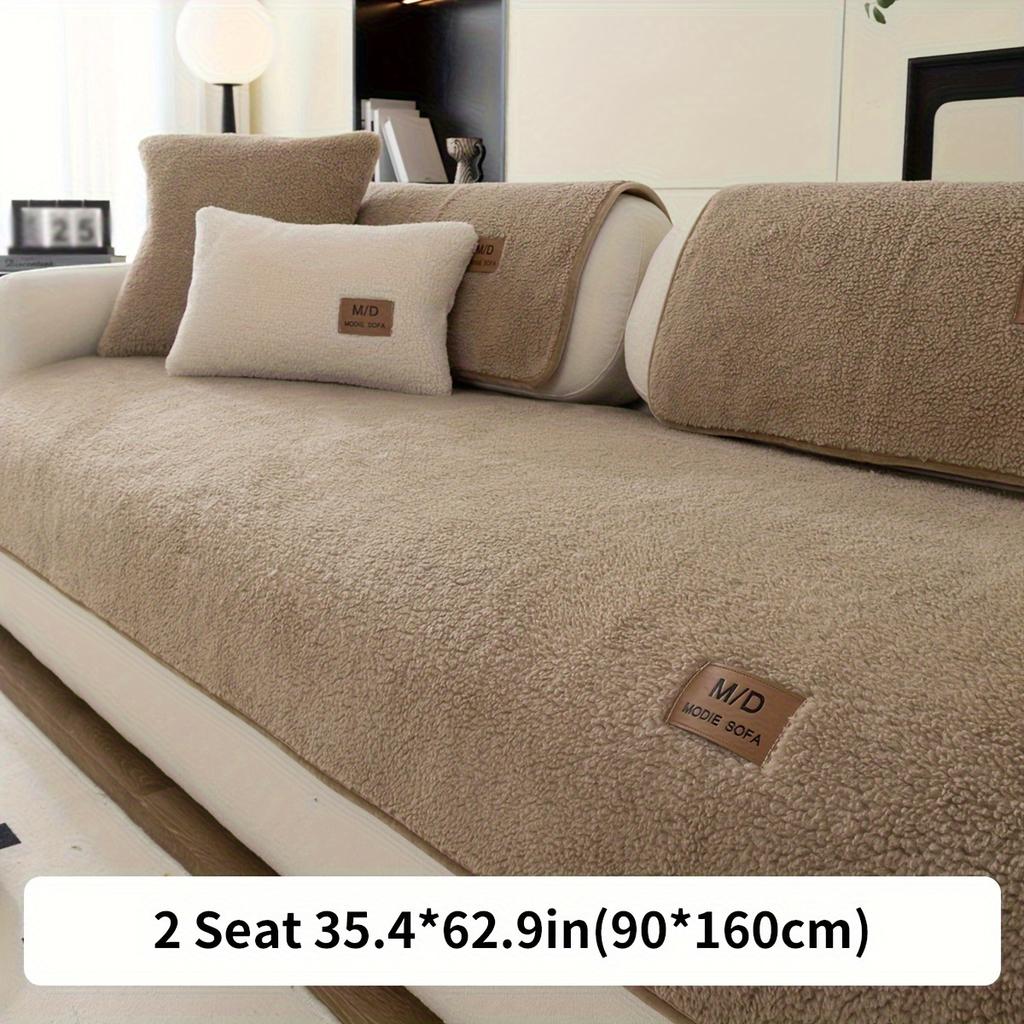 1pc Plush Sofa Slipcover/Pillowcase, Thickened Couch Cover Four Seasons Universal Furniture Protector for Bedroom Office Living Room Home Decor