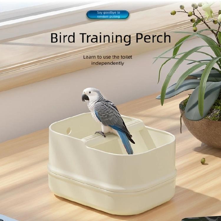 Interaction Parrot Perch Stand and Food Bowl For Efficient Bird Waste Management Potty Training And Mental Stimulation