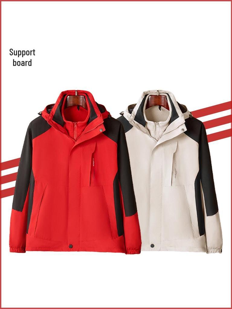 Autumn-Winter Fleece Shell Hiking Jacket with Detachable Liner and Hoodie