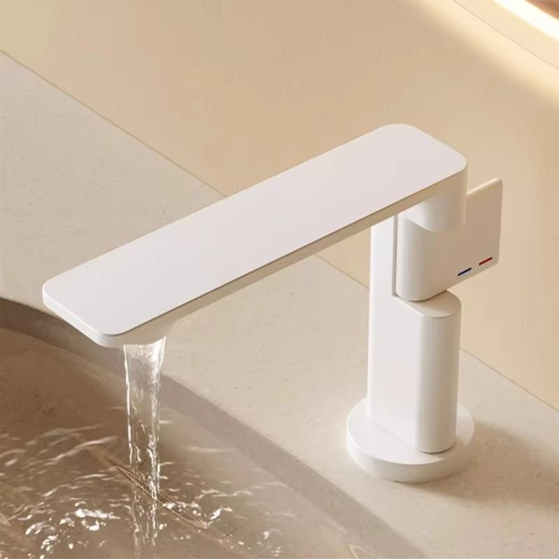 Basin Faucet Bathroom Single Lever Hot and Cold Copper White Gray Single Handle Unique Design Sink Mixer