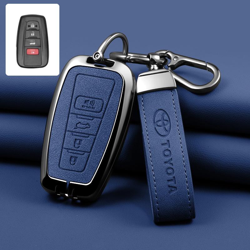 Leather Car Smart Remote Key Case Cover Shell for Toyota Avalon Camry RAV4 Prius CHR C-HR Corolla Land Cruiser Prado Keychain Ca