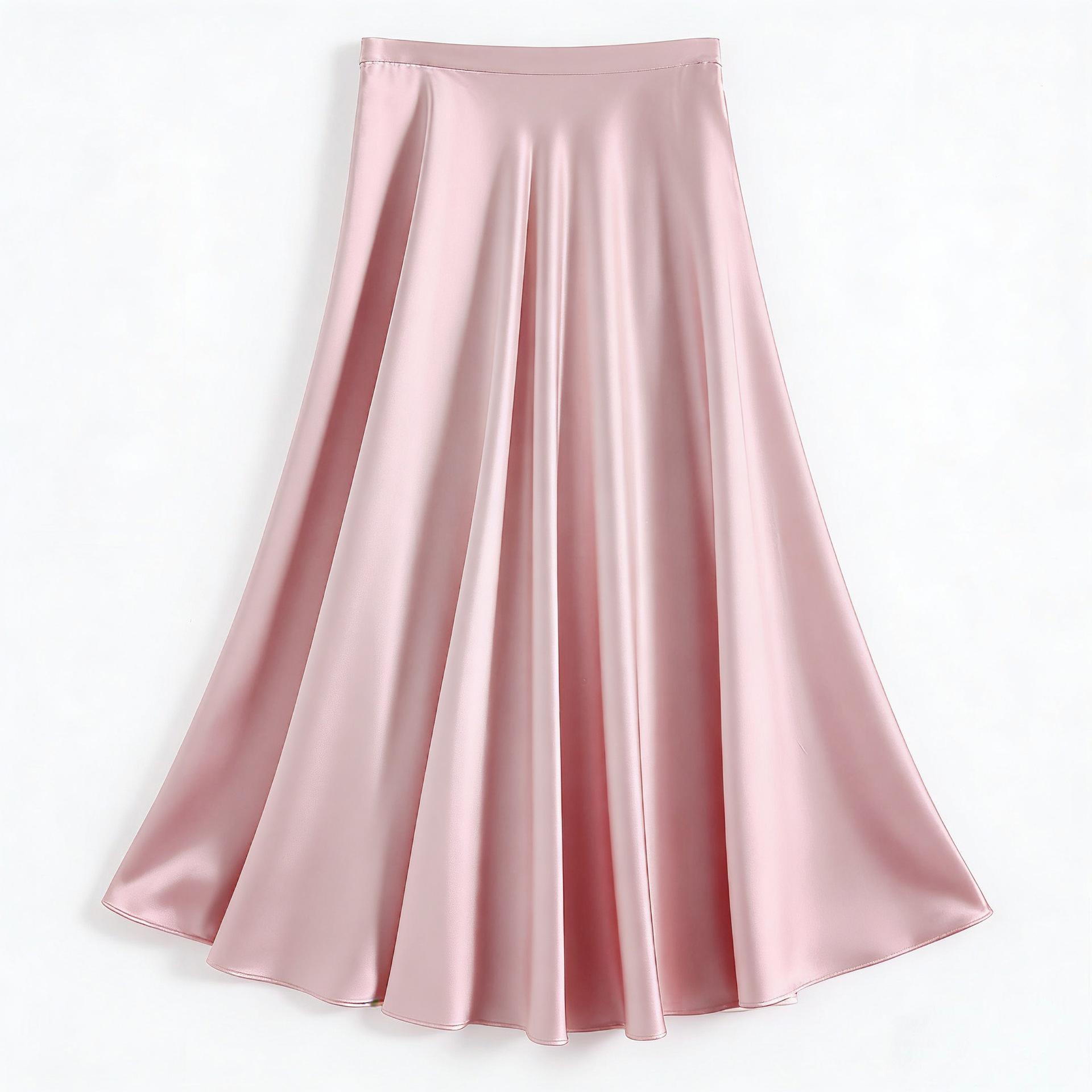 

Women s 4-Meter Wide 30 Momme Bias-Cut Heavy Silk Midi Skirt - 100% Mulberry Satin, Large Flare Umbrella Design XS (40-45kg)