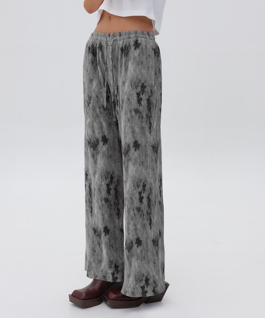 EN OR Smudge Velour Banding Pants - Gray