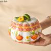 Double Ear Ceramic Bowl with Lid Pumpkin Soup Bowls Pig Oil Tank Storage Tank Stew Pot Dining Plate Dessert Bowl Noodle Bowls
