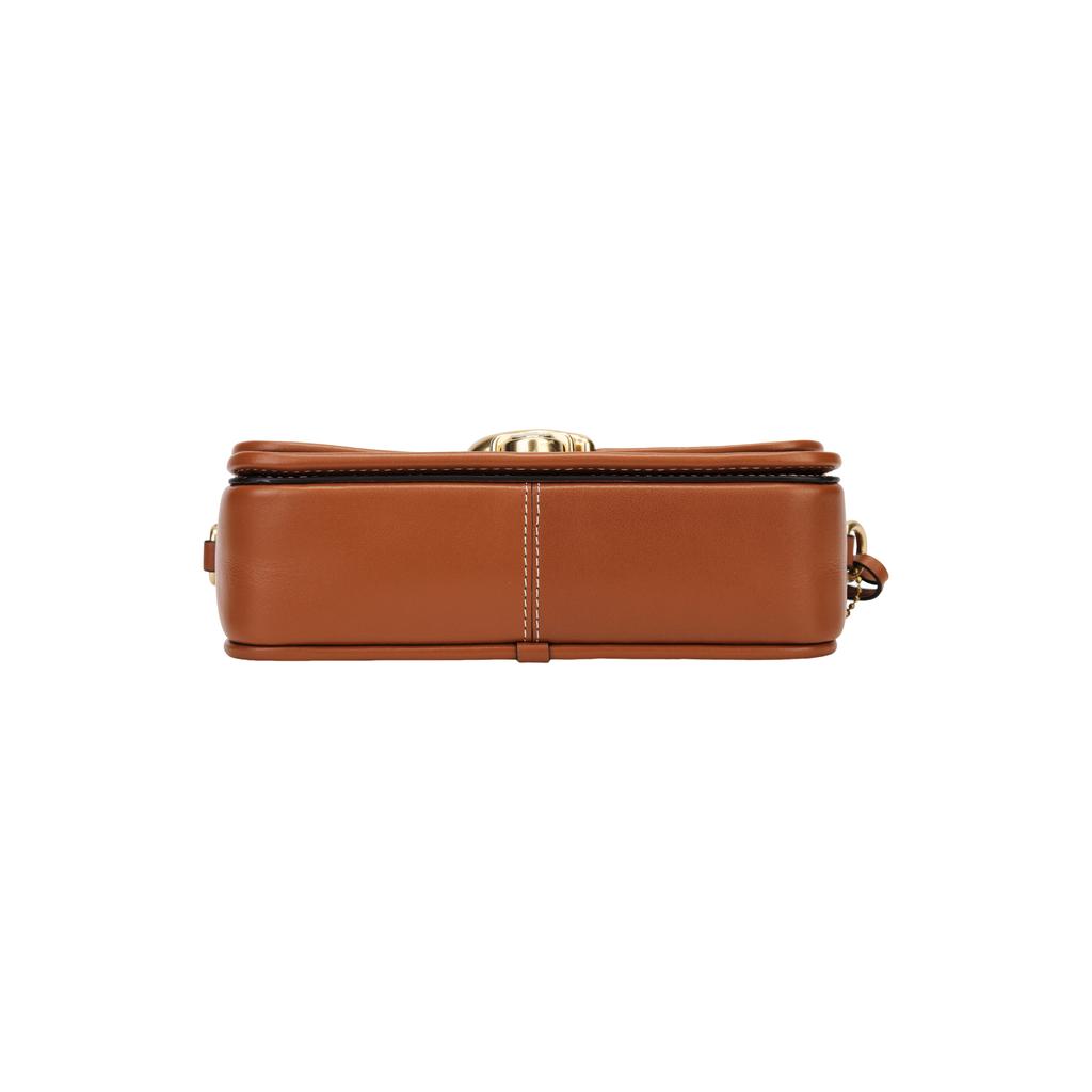Coach Studio Baguette 20 Metal Logo Monogram Print Faux Leather Shoulder Bag Small Women Shoulder Bag Brown CR798-B4V6