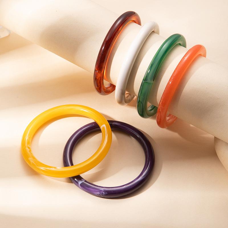 Color Smudging Imitation Jade Agate Resin Bracelet Women'S Retro Simple High-End Bracelet Personalized Jewelry