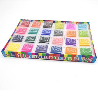 3x3cm Kids' Finger Paint Ink Pad Set, 24 Colors for DIY Painting